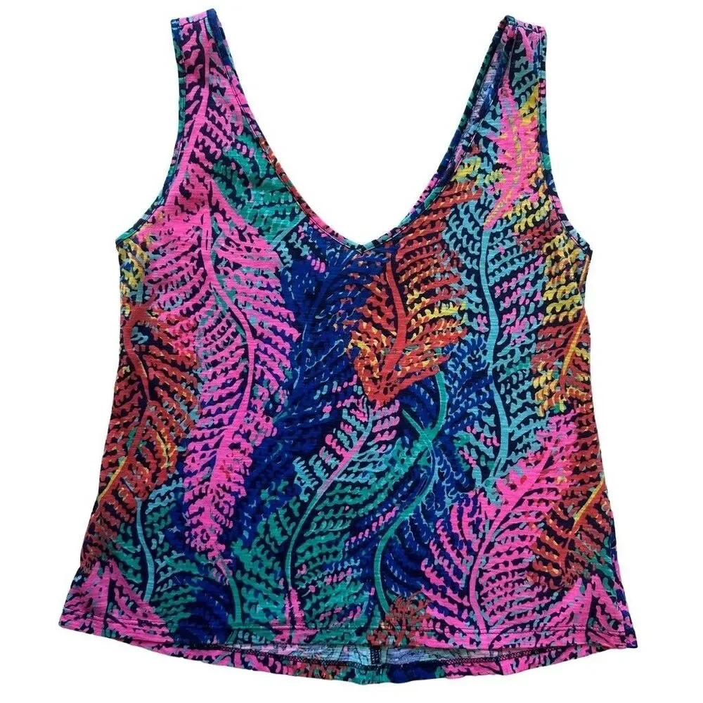 Lilly Pulitzer Gigi V Neck Tank Beach Resort Tank Top Electric Feel Size XS